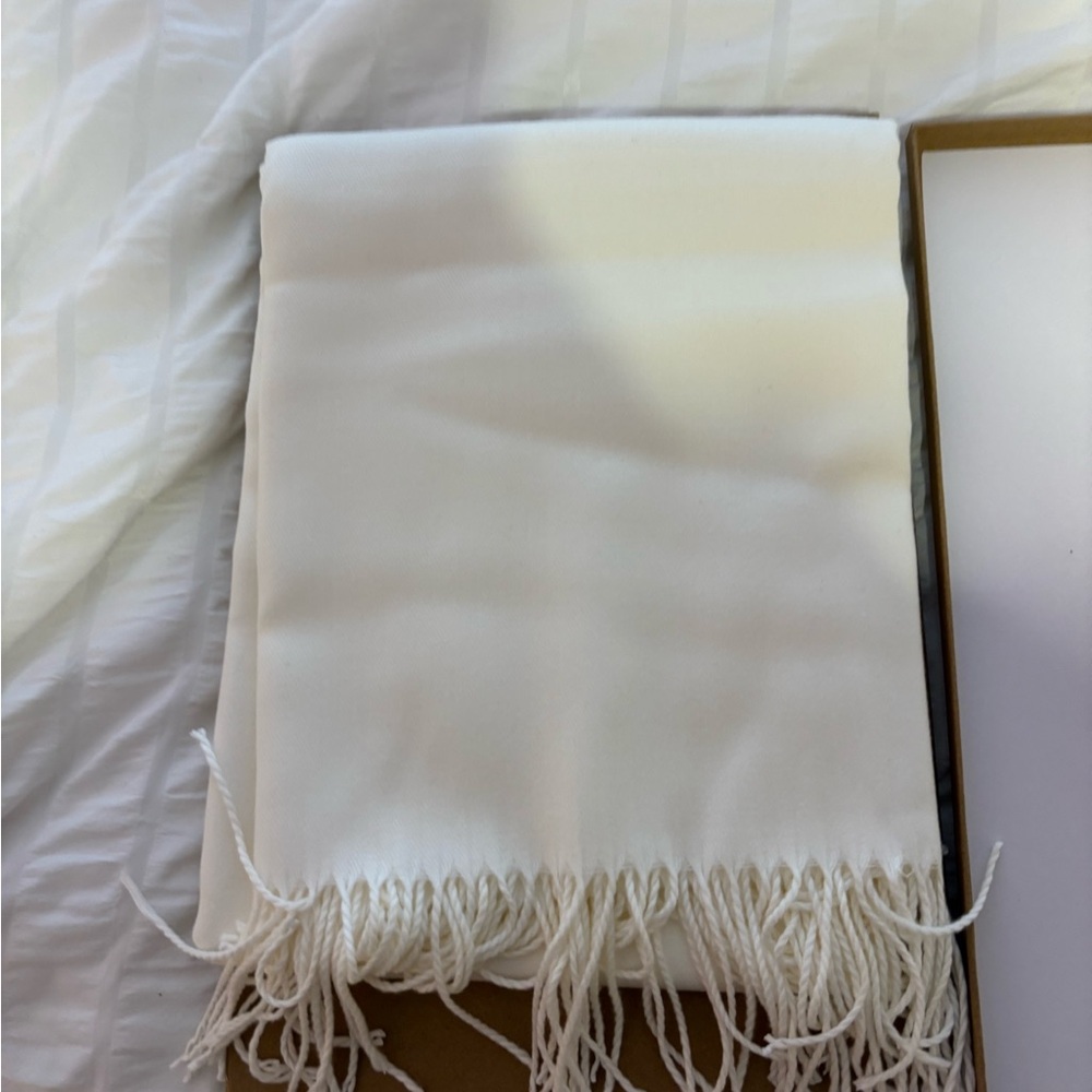 Cream Fringe Scarf Wrap - Women's Accessory
